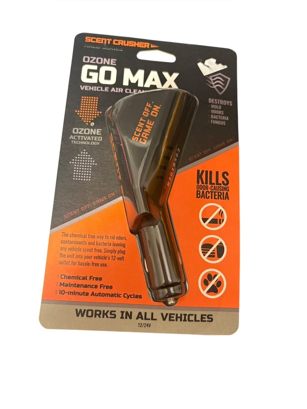 Scent Crusher GO MAX Ozone Plug-In Vehicle Air Cleaner 12V Odor/Bacteria/Mold - Picture 1 of 1